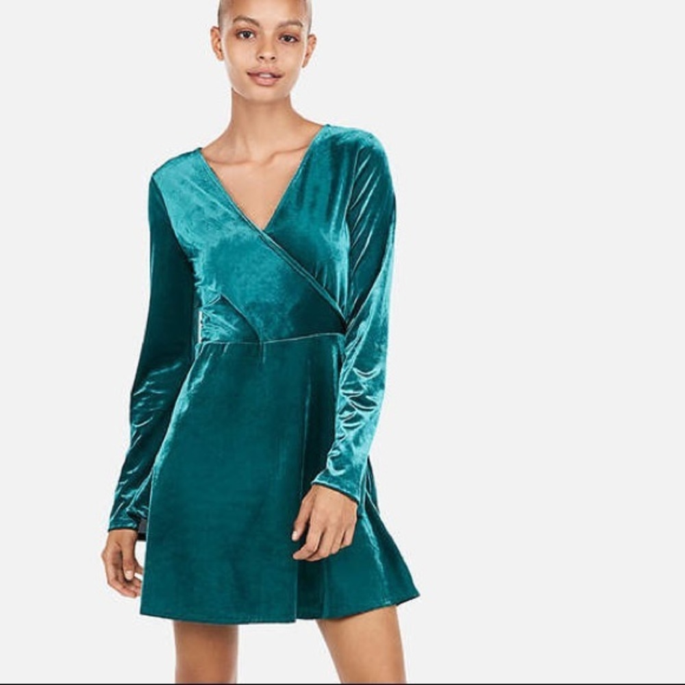 Express Green Velvet Dress
